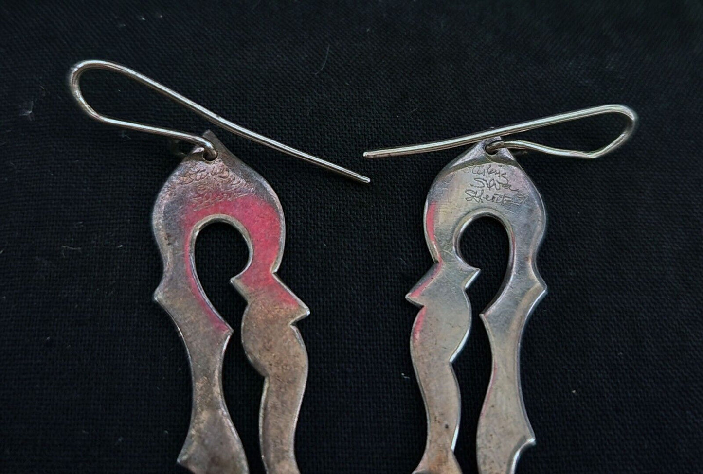 Hawaii Modernist Scroll Motif Sterling Silver Earrings by Stephen Geritz (WoJ)