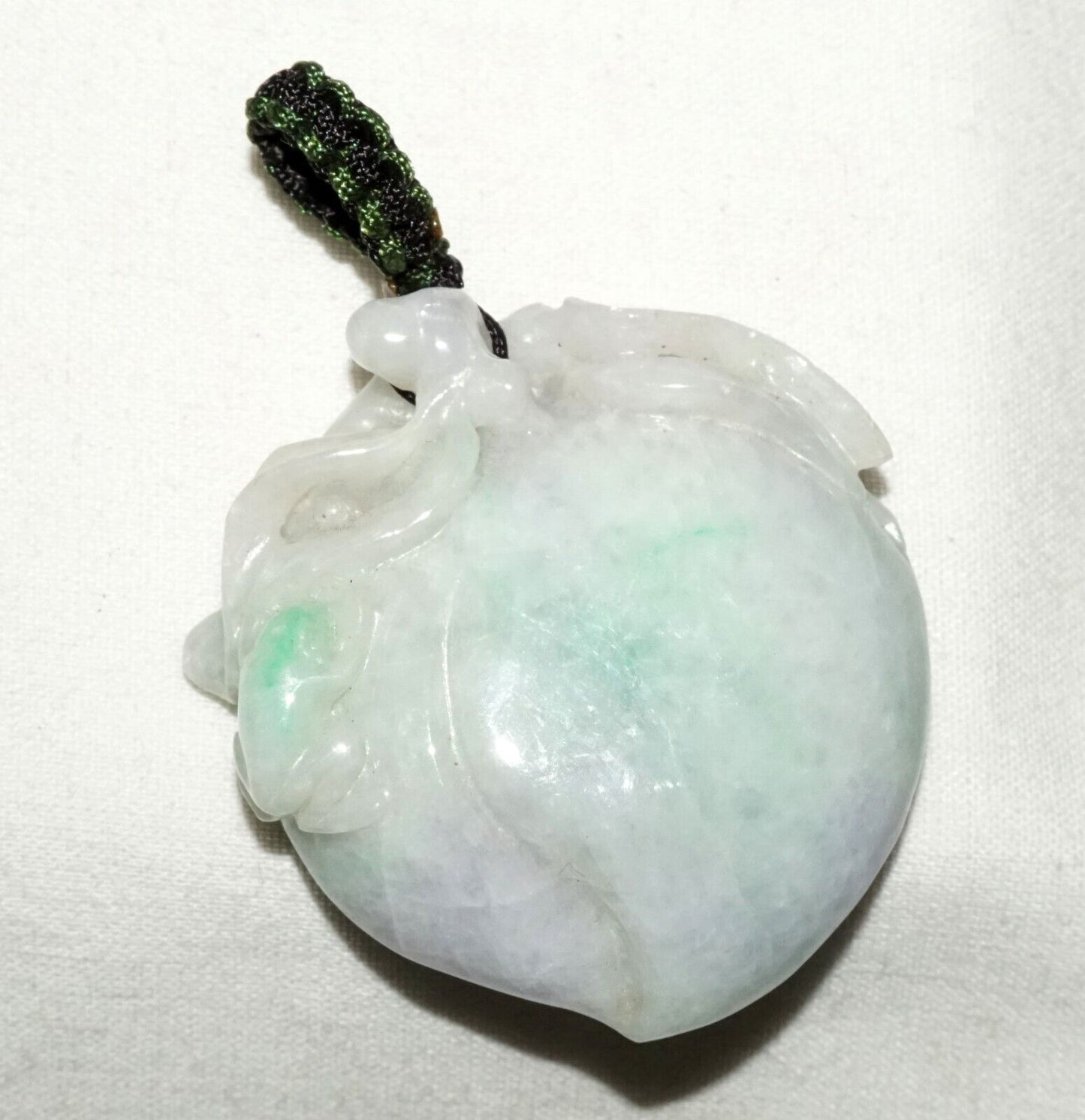 Vintage Chinese Lavender & Green Jade Peach & Toad Motif Pendant (LeS)L24
