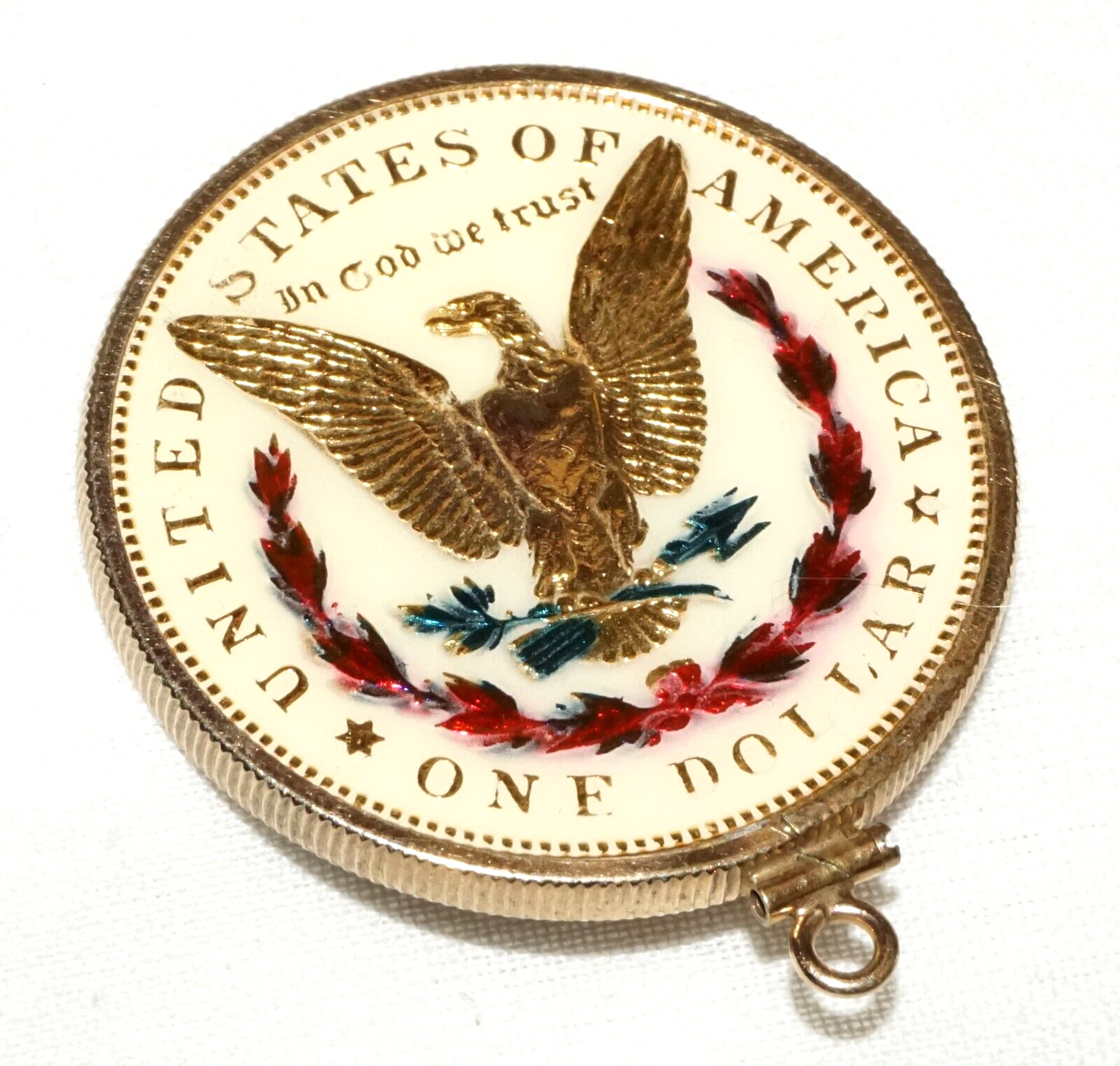 1921 US Morgan Dollar in Multicolor Enamels in G.P. Coin Bezel Pendant (RoT) #3