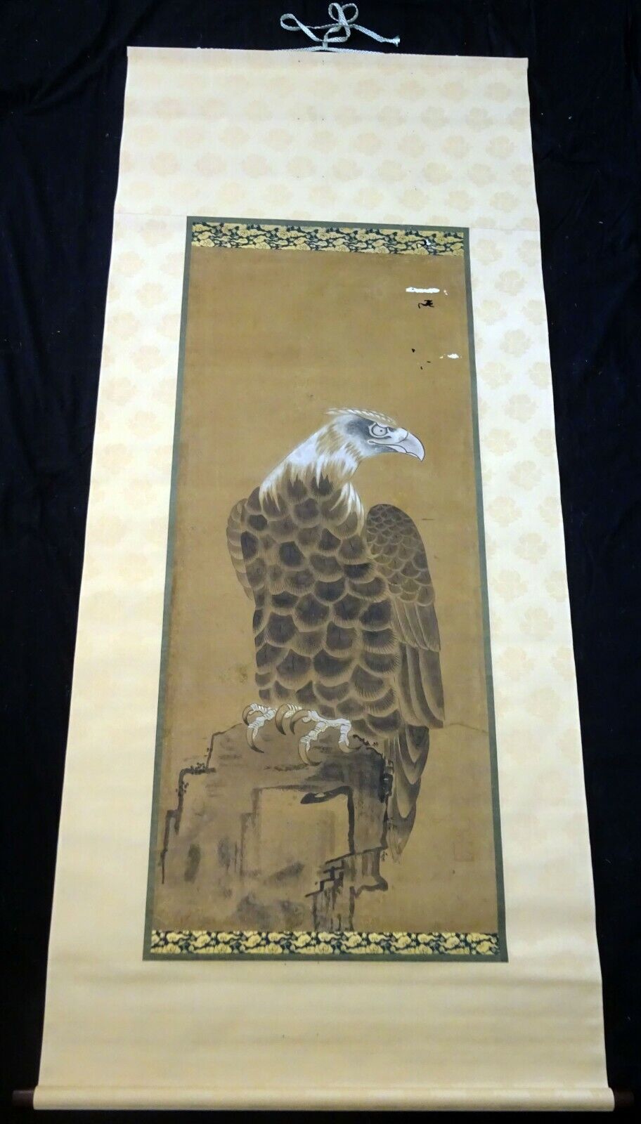 1850s Japanese Scroll Painting of a "Hawk Bird of Prey" from Samurai House (Fuj)