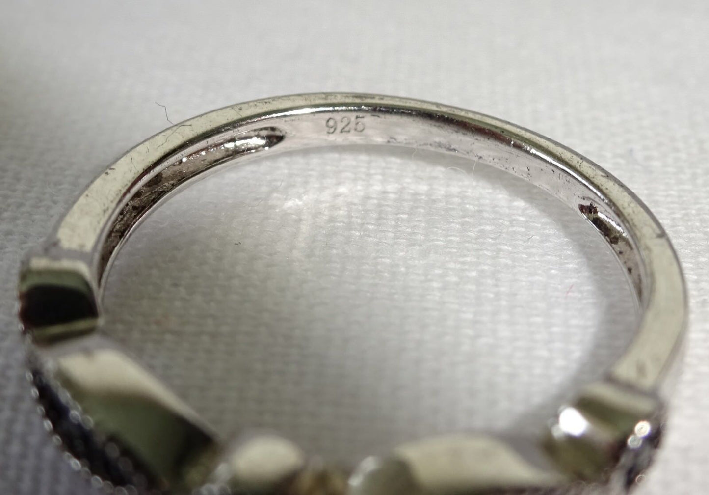 3x Vintage Sterling Silver Rings Sz 5.25 set w. Black Diamonds (Ng)