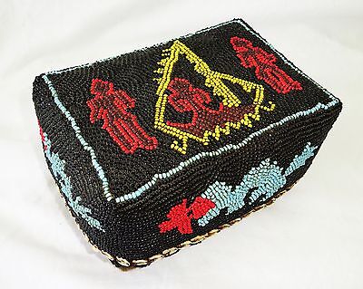 Sumatran Tribal Trade Beaded Covered Boxes w. Dragonship Motif (Eic)
