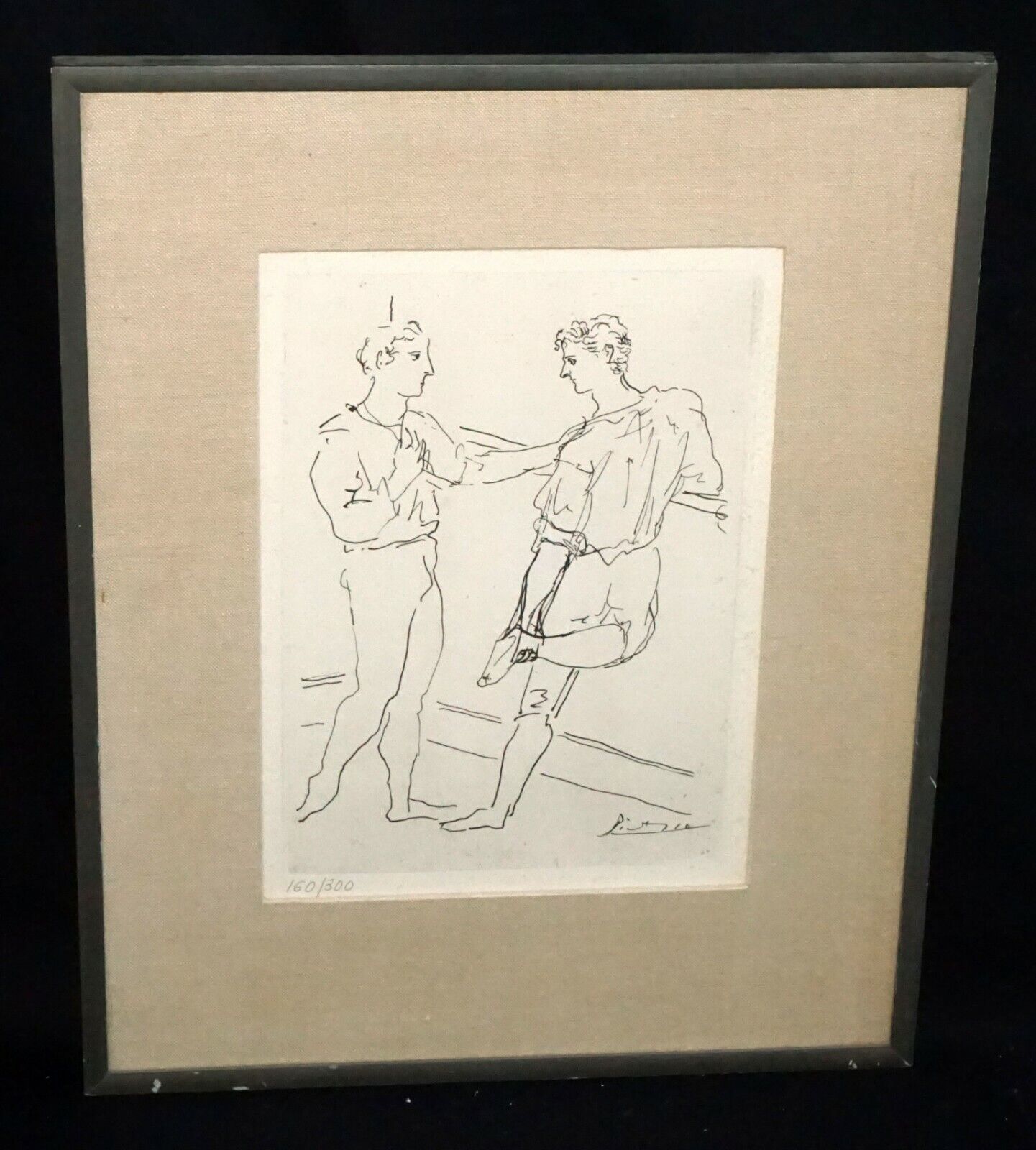 1920s Spanish Etching Print 160/300 Deux danseurs à la barre Pablo Picasso (PaN)