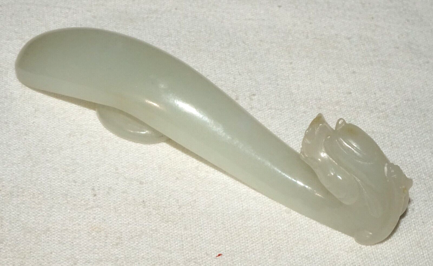 Antique Chinese Grey Green Nephrite Jade Dragon Belt Hook (UVi)#23