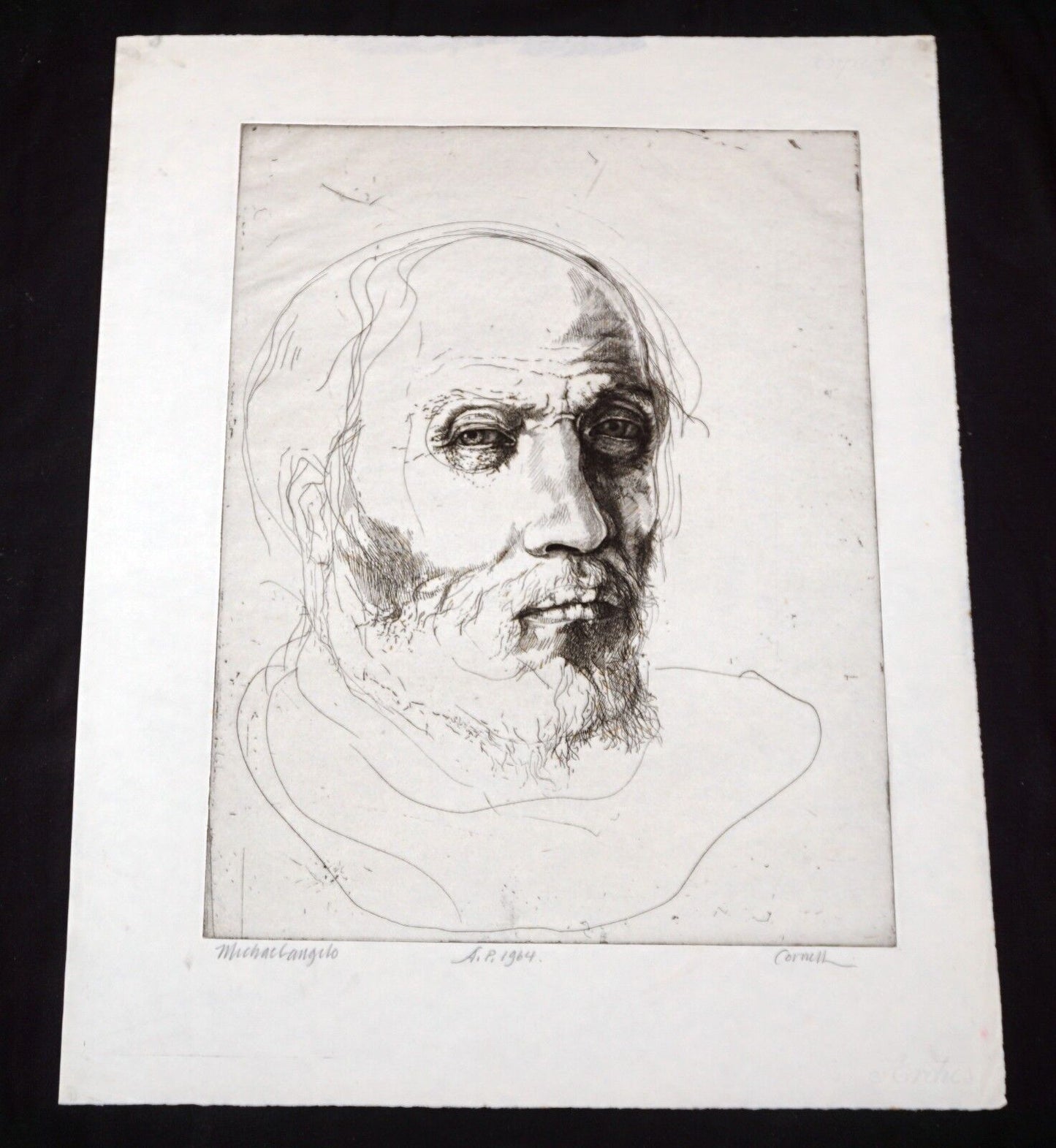 '64 California AP Etching Print Michelangelo by Thomas Cornell (1937-2012)(Mod)