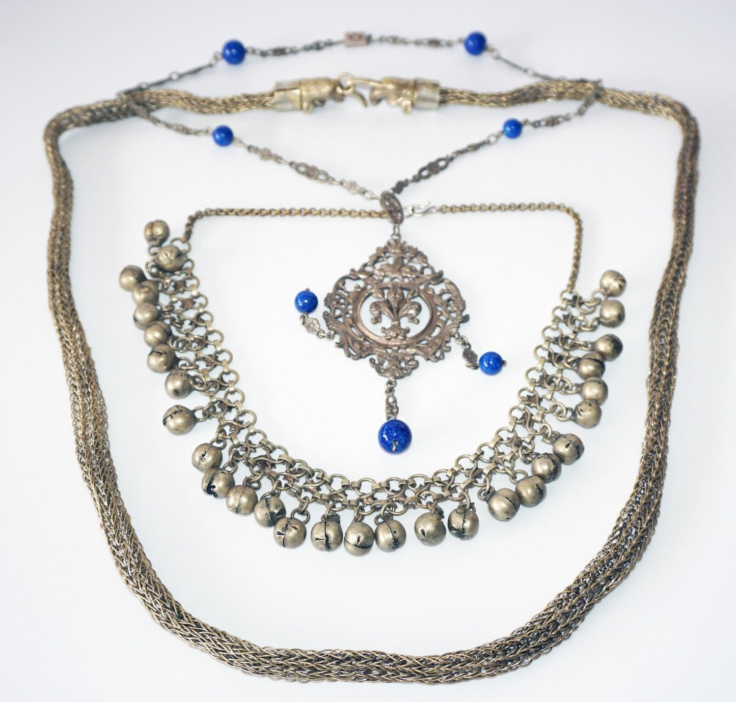 3x Indian Style Mixed Bead & Metal Chain Necklaces by Yasue Yamada (Yam)#9