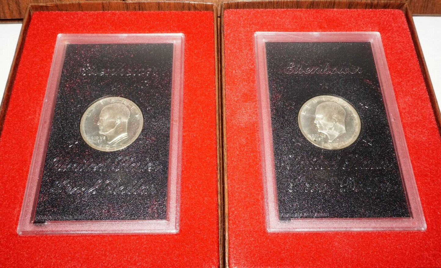 5Pc 1971 US Eisenhower Uncirculated Proof $1 Silver Coin in Case (KiL)
