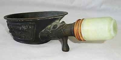 19CT Chinese Bronze Iron with Wood & Hard-stone Handle (Lan)