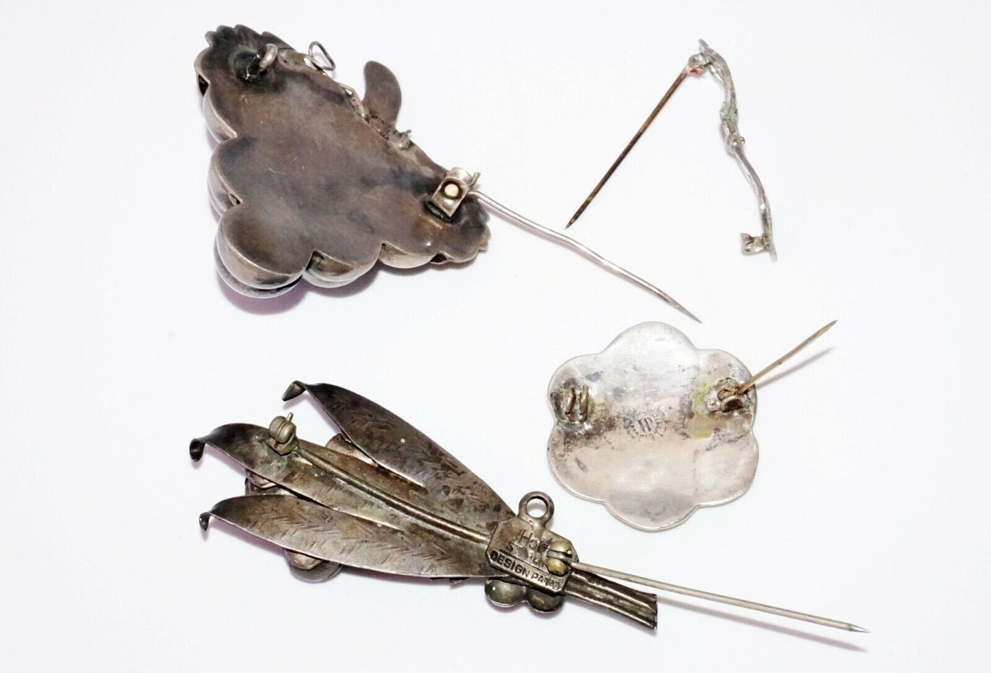 4Pc Vintage US Mexican Sterling Silver Pin Brooch Pendant Mixed Lot (***) 25