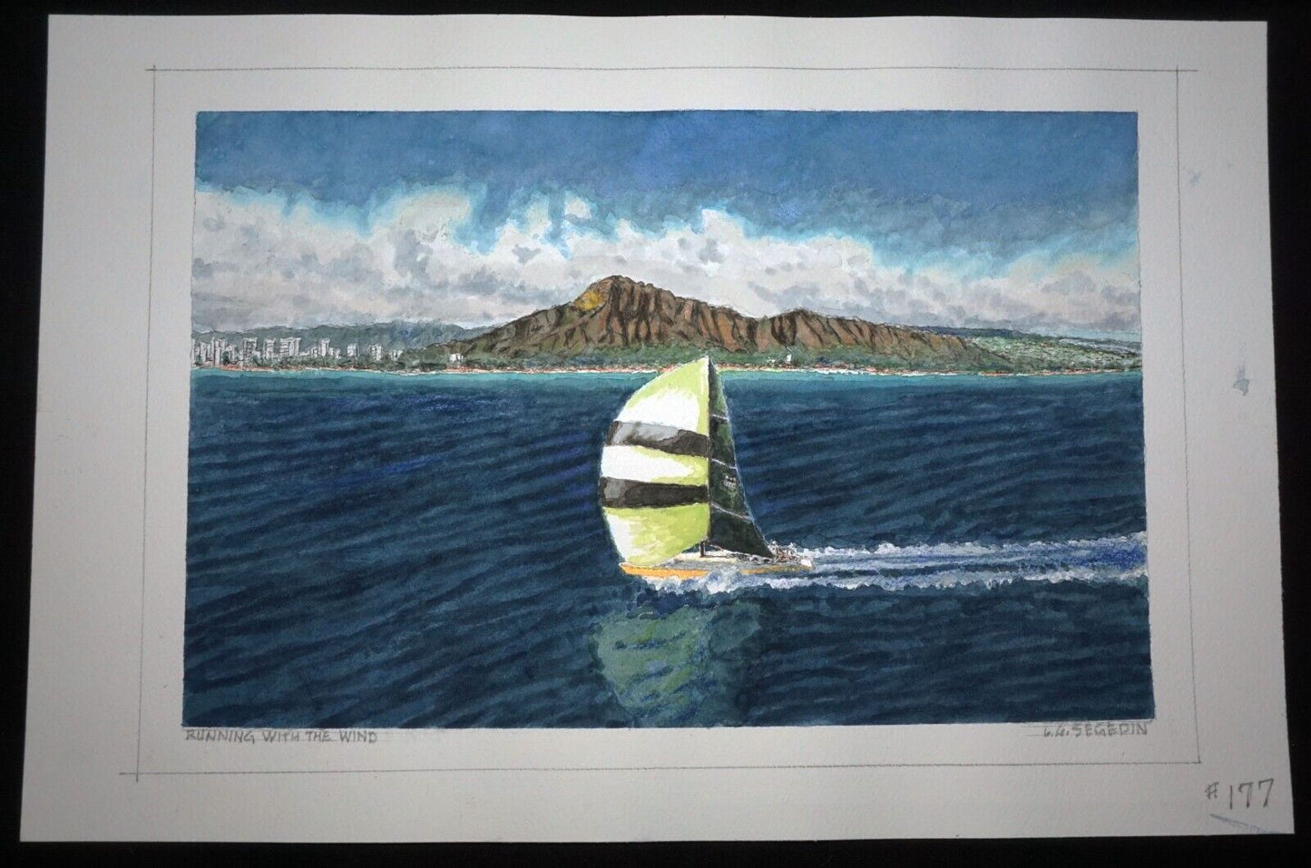 Hawaii Watercolor Painting TransPac Running with the Wind by Larry Segedin #177