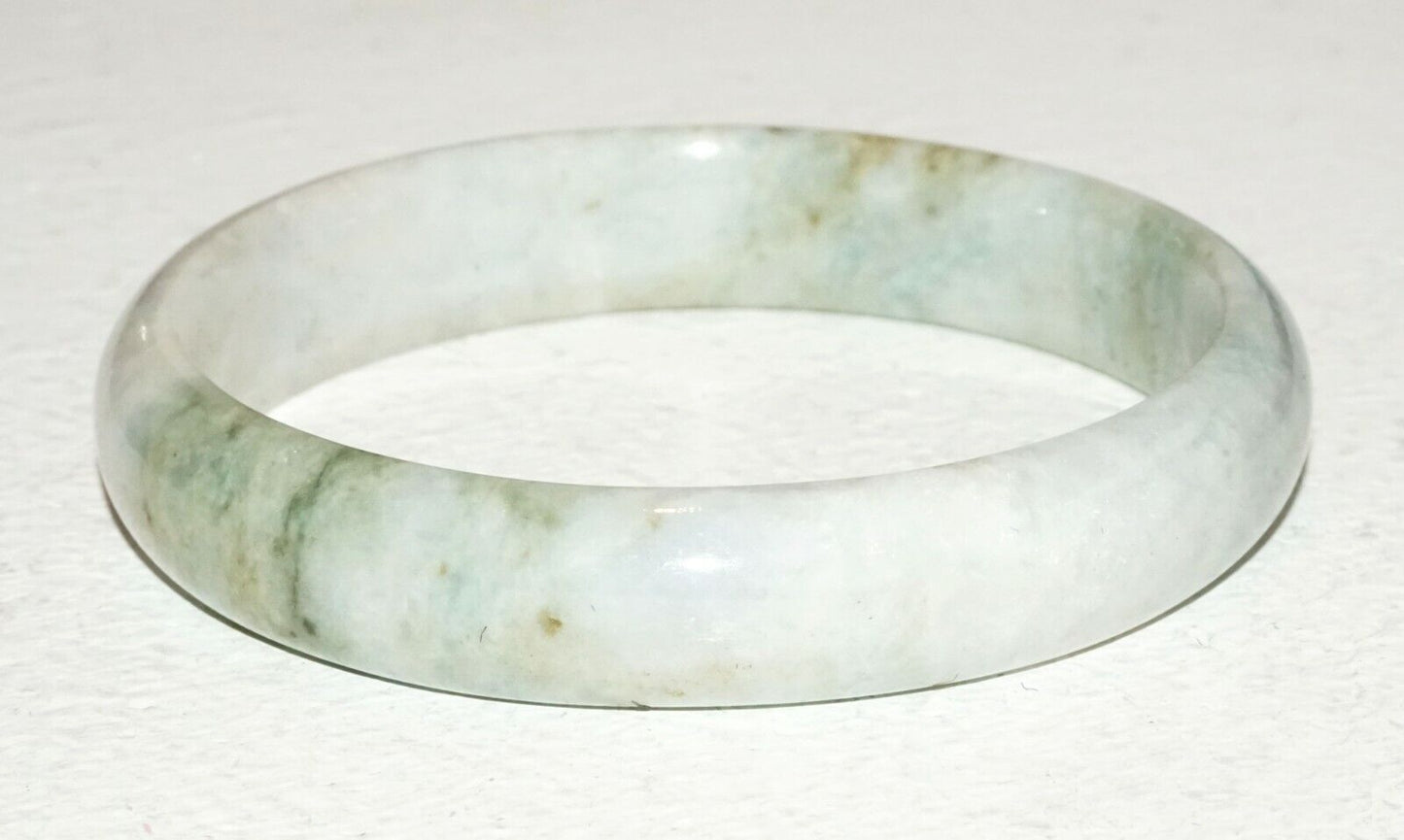 20C Chinese Off White & Green Jadeite Jade Bangle Bracelet (HaY)#15