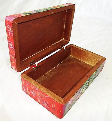 1980s Haitian Wooden Covered Boxes w Painted Cactus Motif by S. Bazile (Stea)