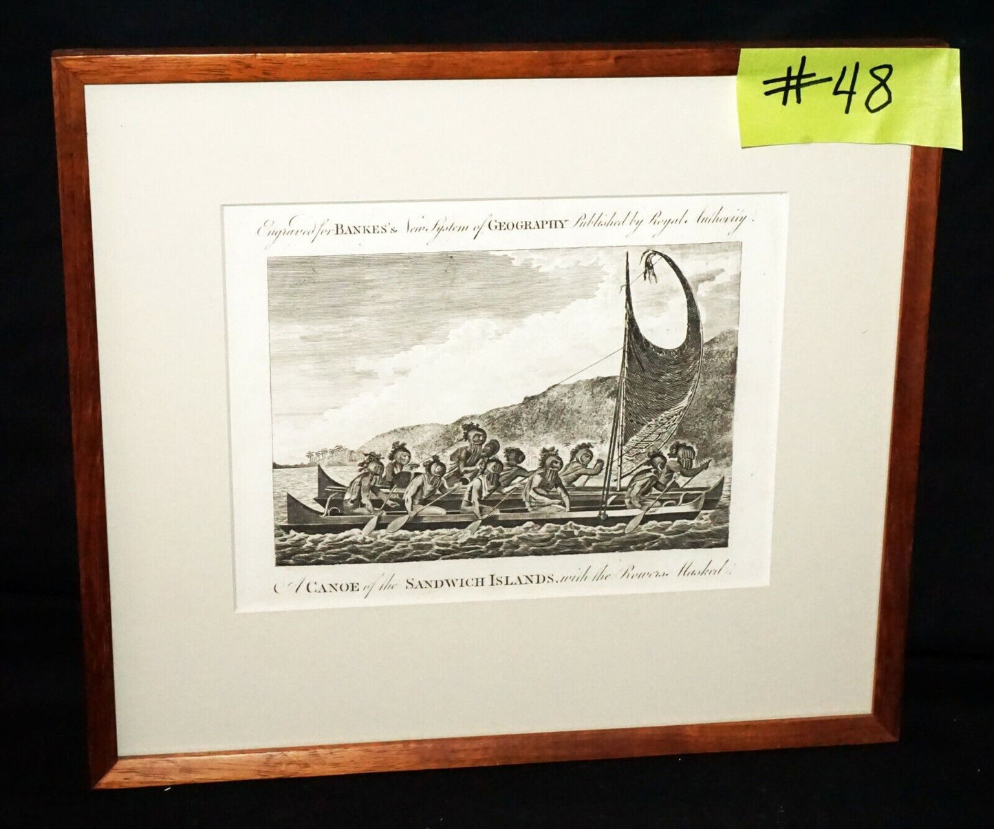 1784 English Print A Canoe Sandwich Islands, Rowers Masked by Webber (CWo)