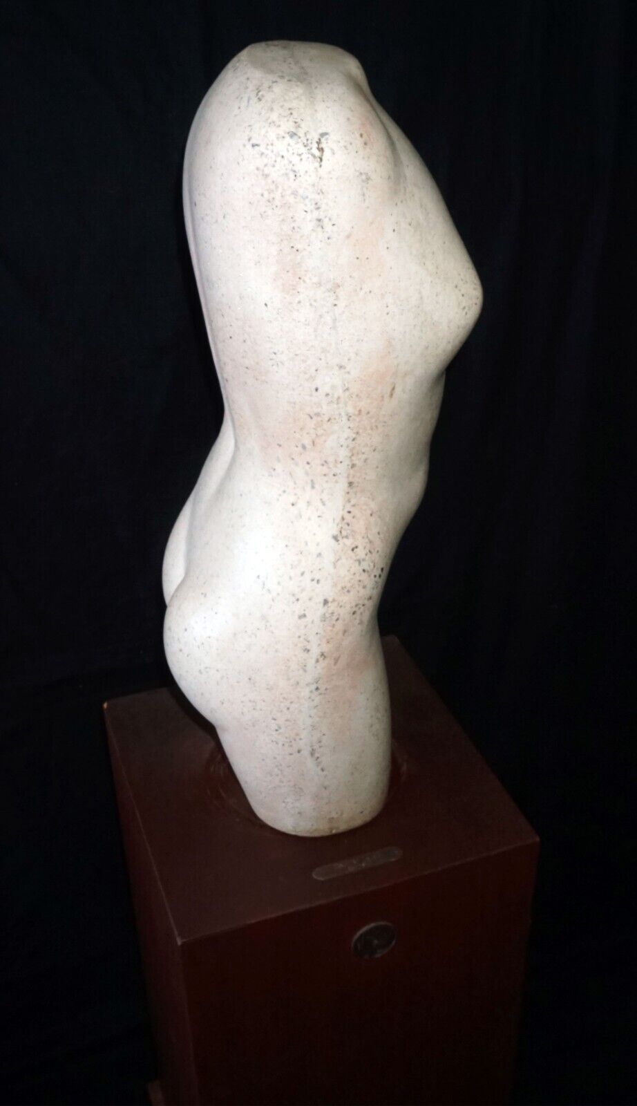 1930s Italy/CA White Stone Sculpture Torso by Beniamino B. Bufano on Stand (OkJ)