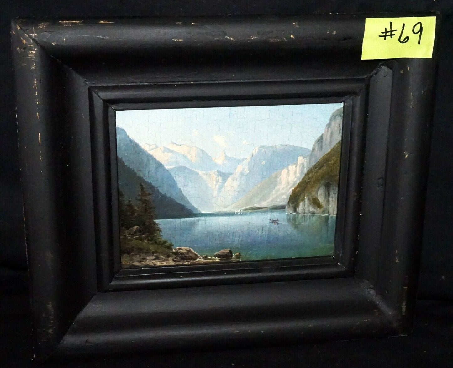 1876 German Oil Painting "Königssee & Alps" by Bernhard Fiedler (1816-1904)(***)