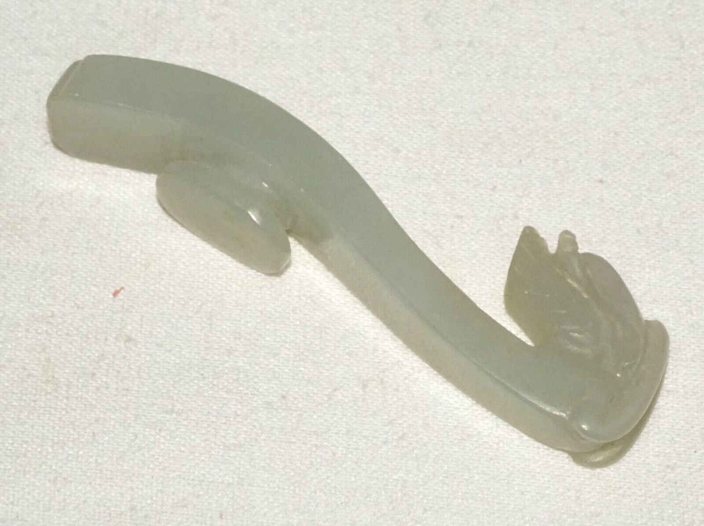 Antique Chinese Grey Green Nephrite Jade Dragon Belt Hook (UVi)#11