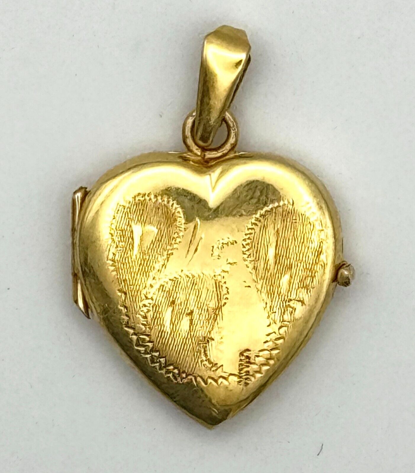 Vintage Italian 14k Yellow Gold Double Heart Locket Pendant for 2 Photos (McC)