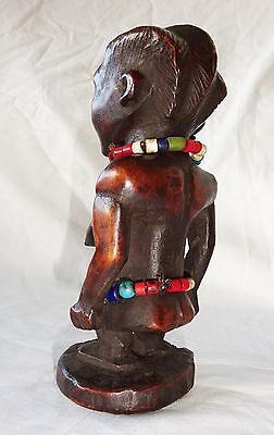 20CT Central African Tribal Ancestral Figure Carving w. Trade Bead Accents (Eic)