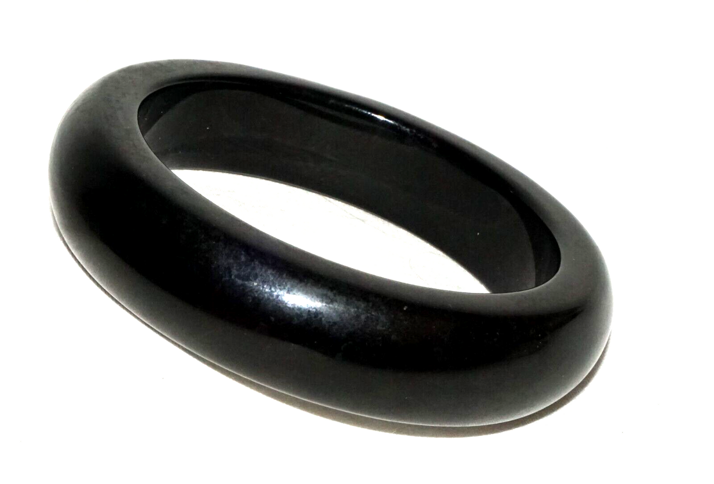 Vintage Chinese Chunky Black Onyx Bangle Bracelet (InS)#L3