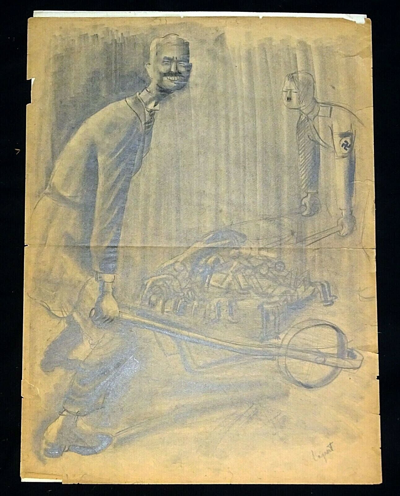 1940s Expressionist Pencil Drawings Fascist Caricatures by Boydan Baynert (CuM)