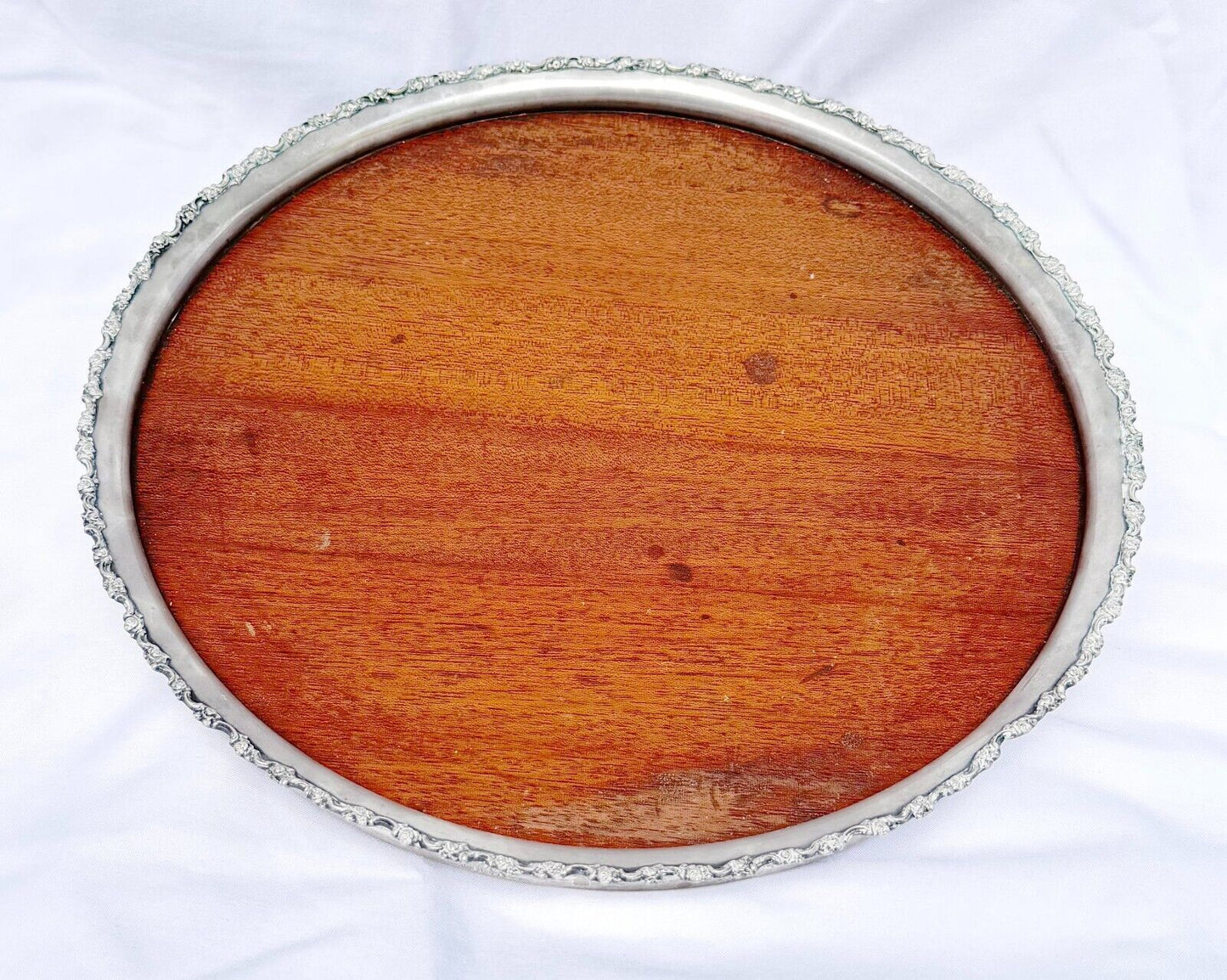 Vintage Shreve & Co San Francisco Silver & Mahogany Tray 11.25" (SmM)