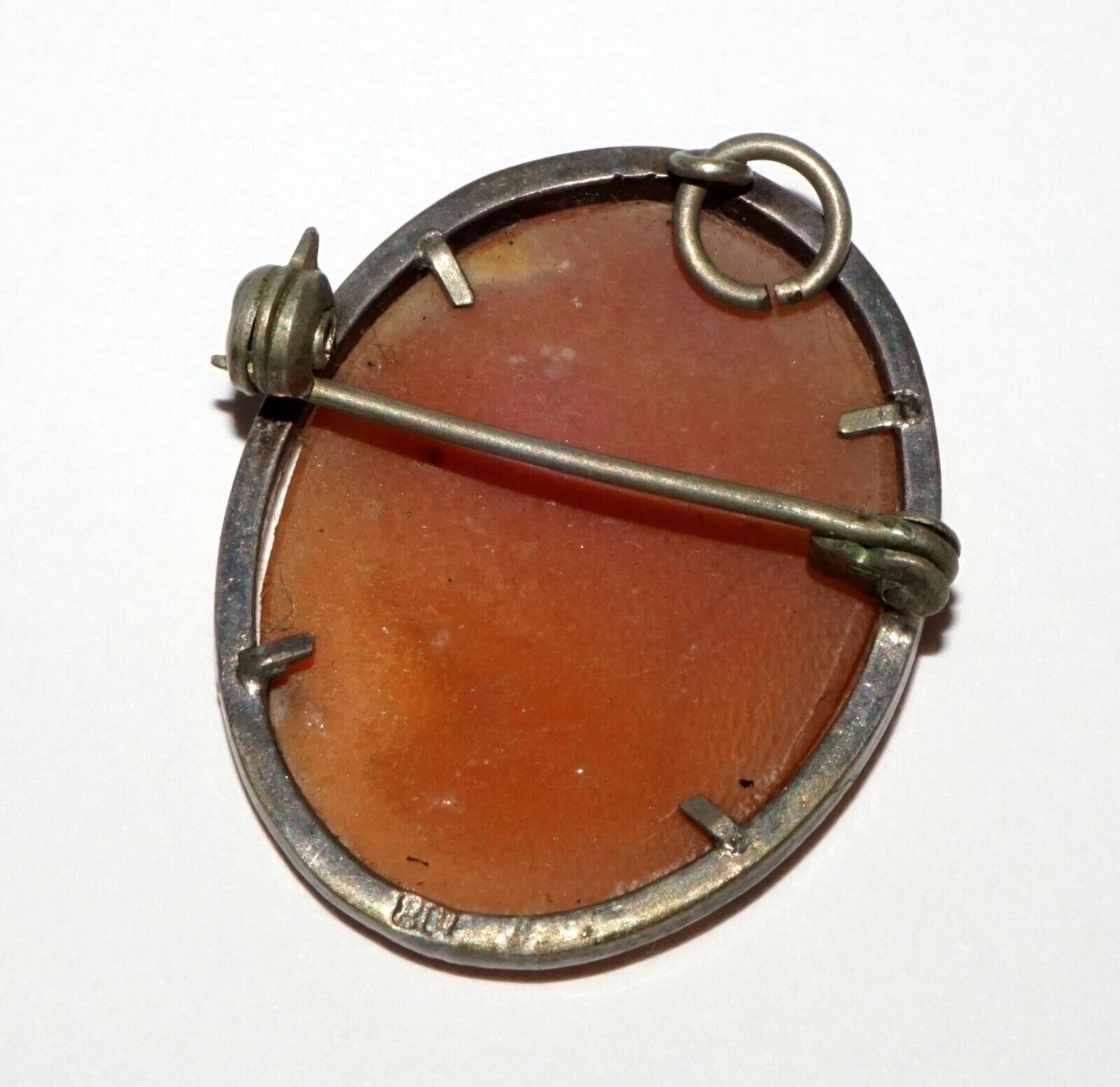 Vintage Italy 800 Silver set Pendant Brooch Shell Cameo Woman's Bust (LeL)