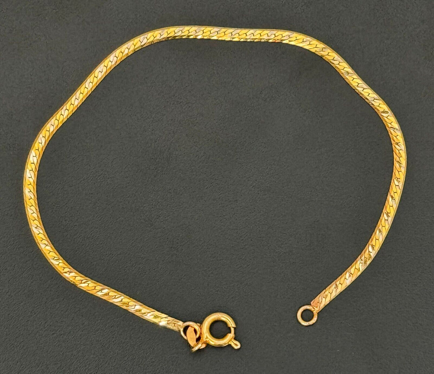 Italian 14k Two-Toned Gold 7" Serpentine Bracelet w Spring Ring Clasp (MeC)