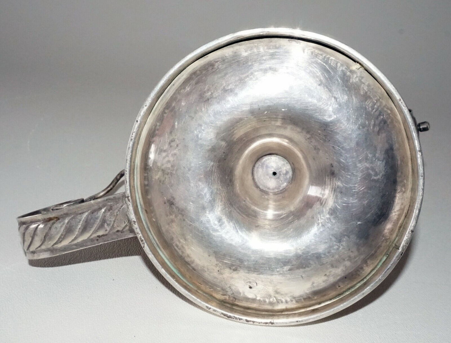 18C Spanish Silver Candle Stand Wax Jack w. Bell and illegible Hallmarks (MoW)