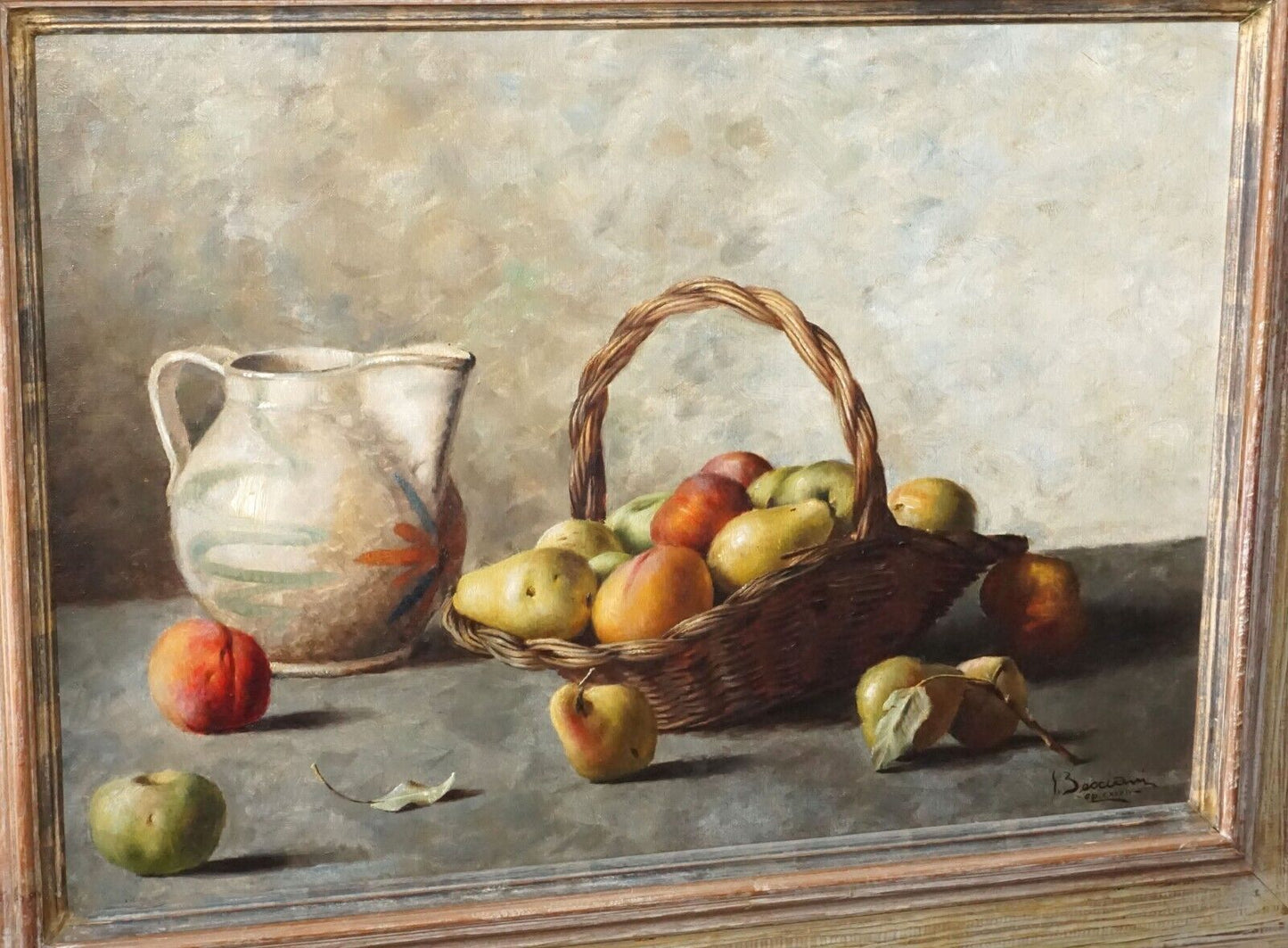 Vintage Italy Oil Painting Still Life w Fruit by Giordano Becciani (b.1916)(AHB)