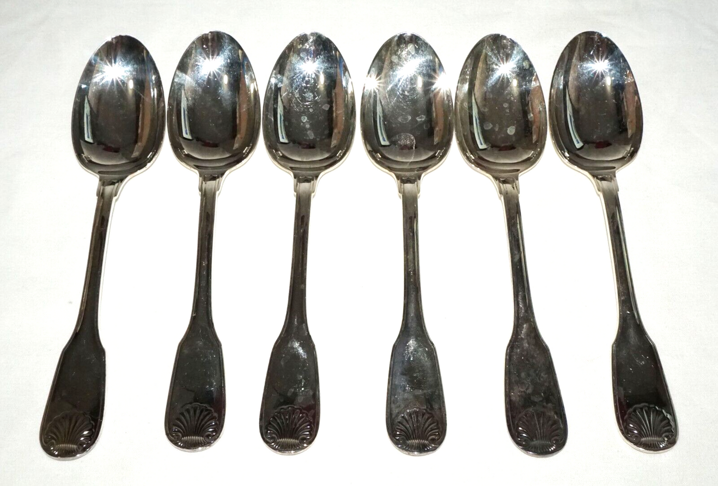 6Pc France Silver Plated Large Spoon Lot Shell Vendome Pat Christofle (NiC) L7