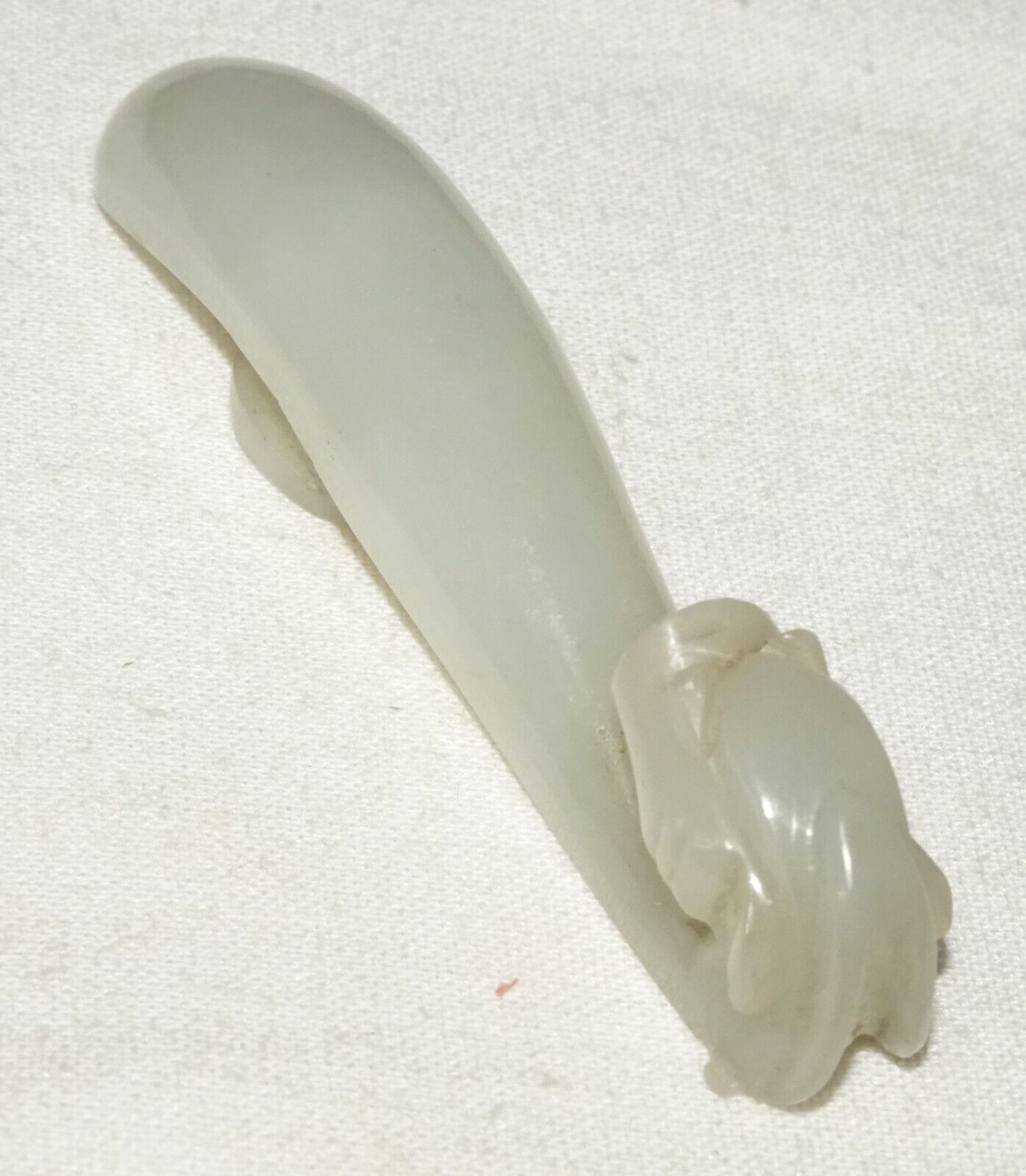 Antique Chinese Grey Green Nephrite Jade Dragon Belt Hook (UVi)#15