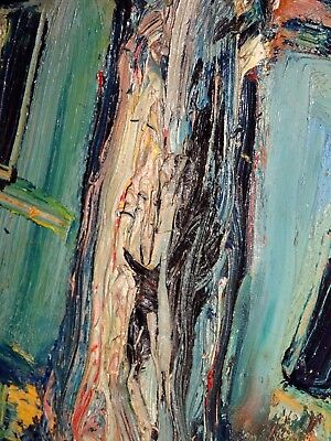 '50s Swiss Oil Heavy Impasto Painting "Villa" by Samuel Melchert (1916-1994)(Rud