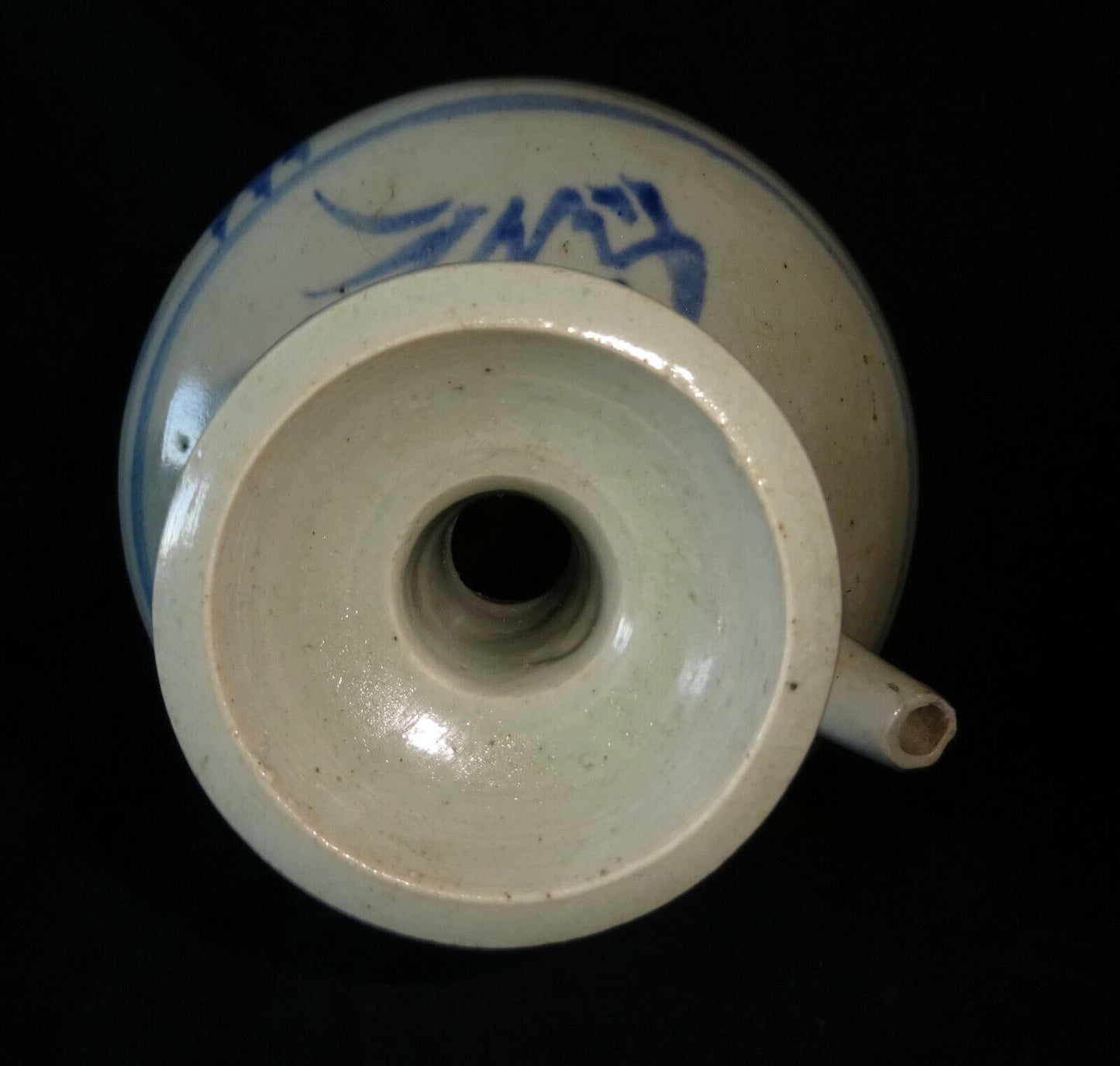 17C Chinese Blue & White Glaze Floral Motif Pottery Wine Ewer (HeN) IC