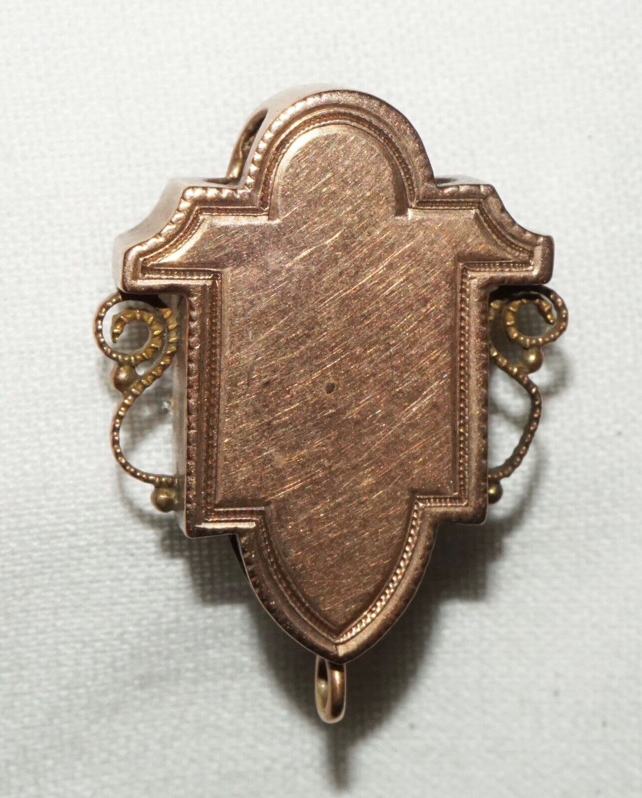 Antique Rose Gold & Black Enamel Slide Pendant w Shell Cameo Soldier Motif (AHB)