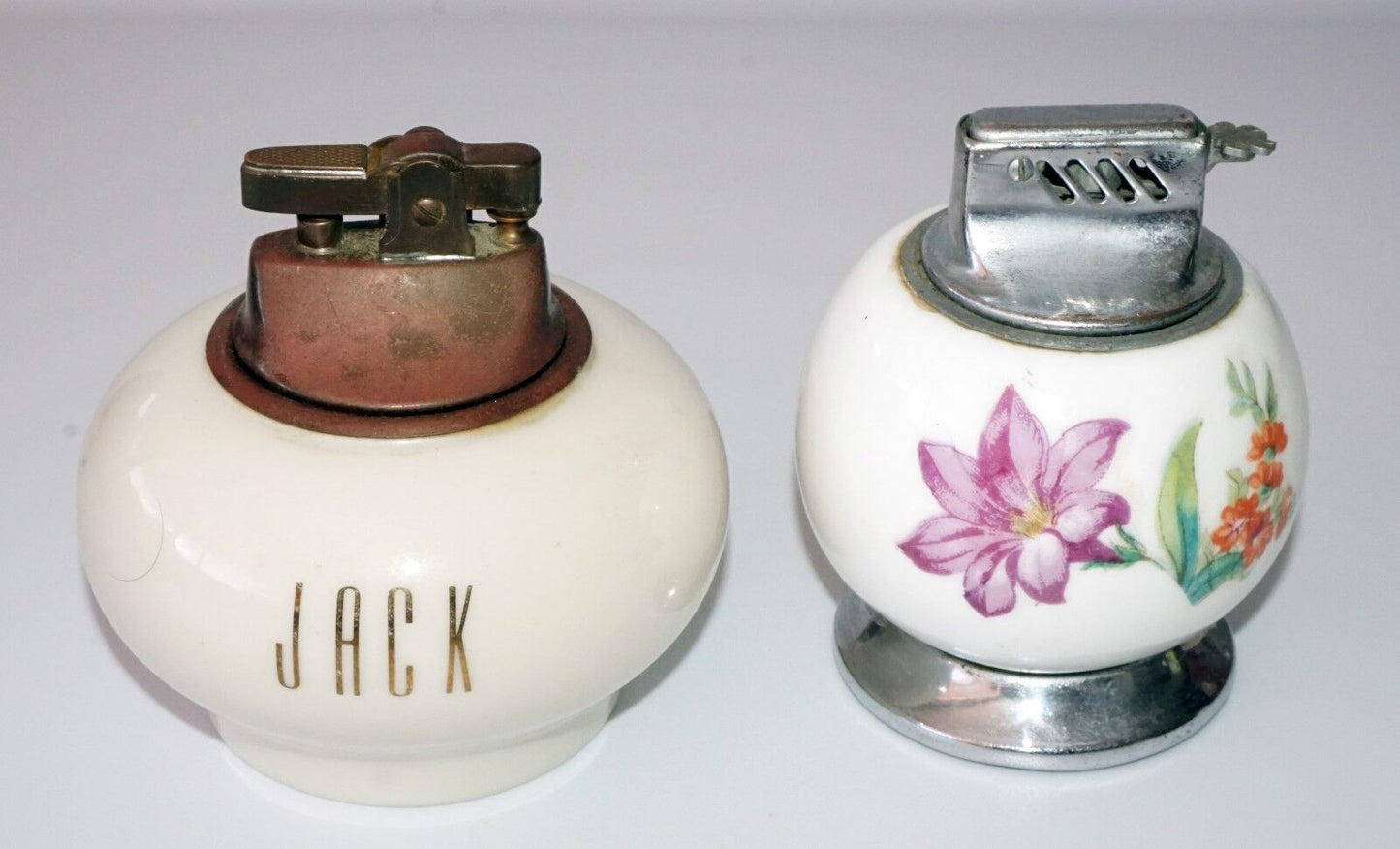 2x Vintage Speciality Table Lighters Bone China & Jack Globe Lighter (Wel) #20