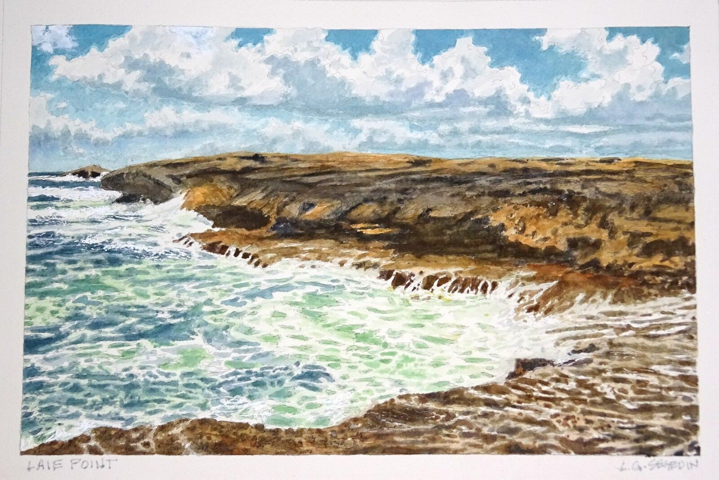 Original Hawaii Watercolor Ocean Painting "Laie Point" by L. Segedin #41