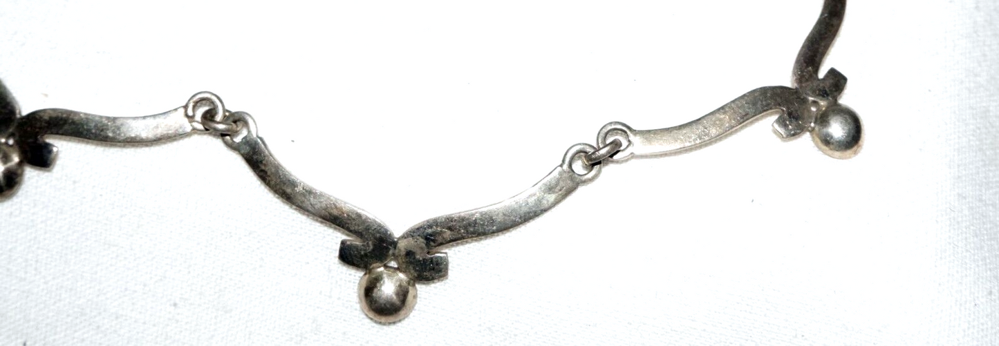 Vintage Mexican Sterling Silver Sectional Choker Necklace signed (LeS)L24