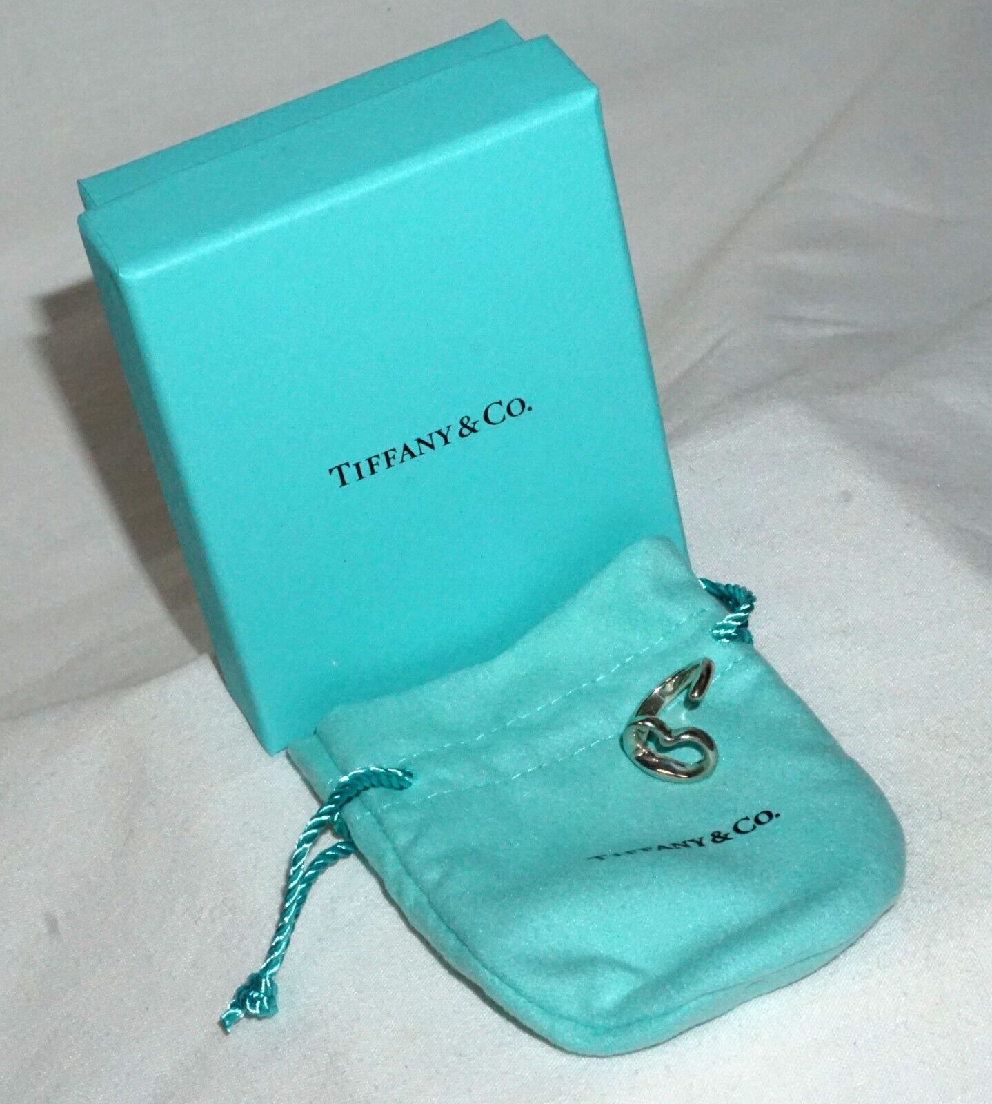 Vtg French Sterling Silver Open Heart Ring Sz.4 Elsa Peretti Tiffany & Co. (InS)