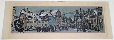 Vintage Czech Color Etching 34/70 Snowy Street Frantisek Emler (1912-1992)(***)