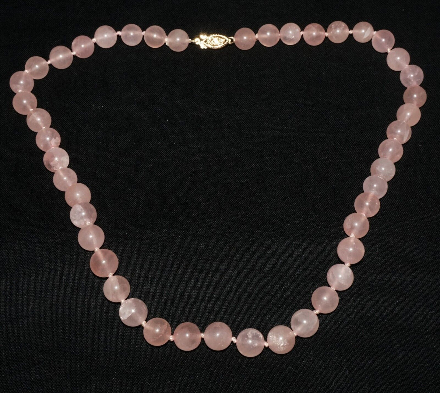Vintage Chinese Rose Quartz Bead Choker Necklace 16" (LeS)G15