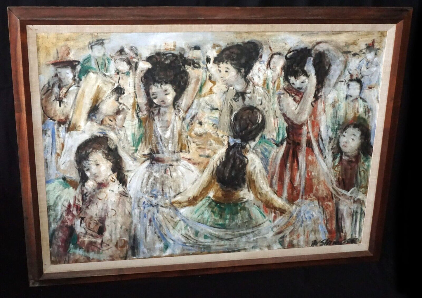 70s Hawaii Oil Painting Young Women Contest by Willson Stamper (1912-1988)(MeM)