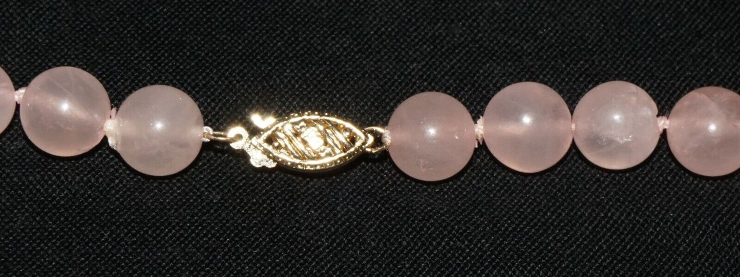 Vintage Chinese Rose Quartz Bead Choker Necklace 16" (LeS)G15