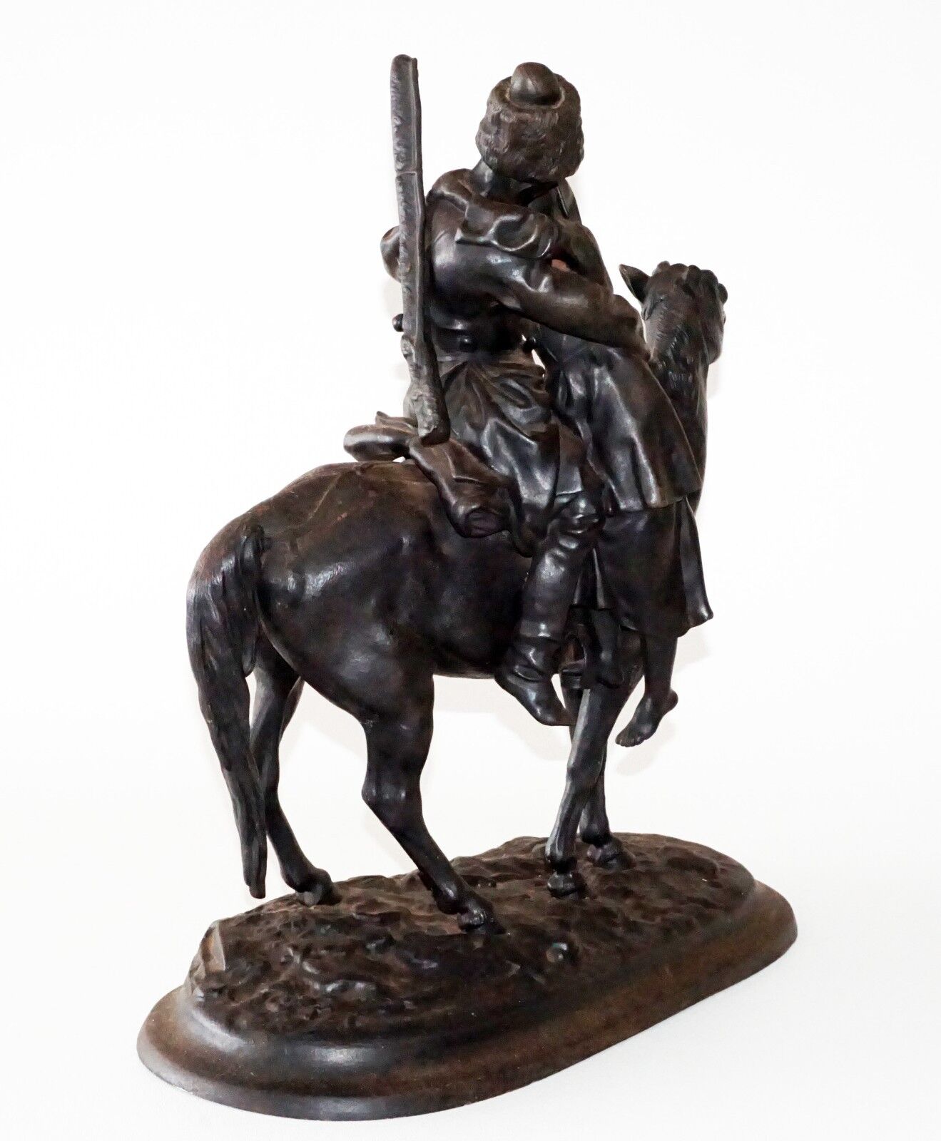 1908 Russian Pot Metal Sculpture "The Cossack Farewell" by E. A. Lanceray (***