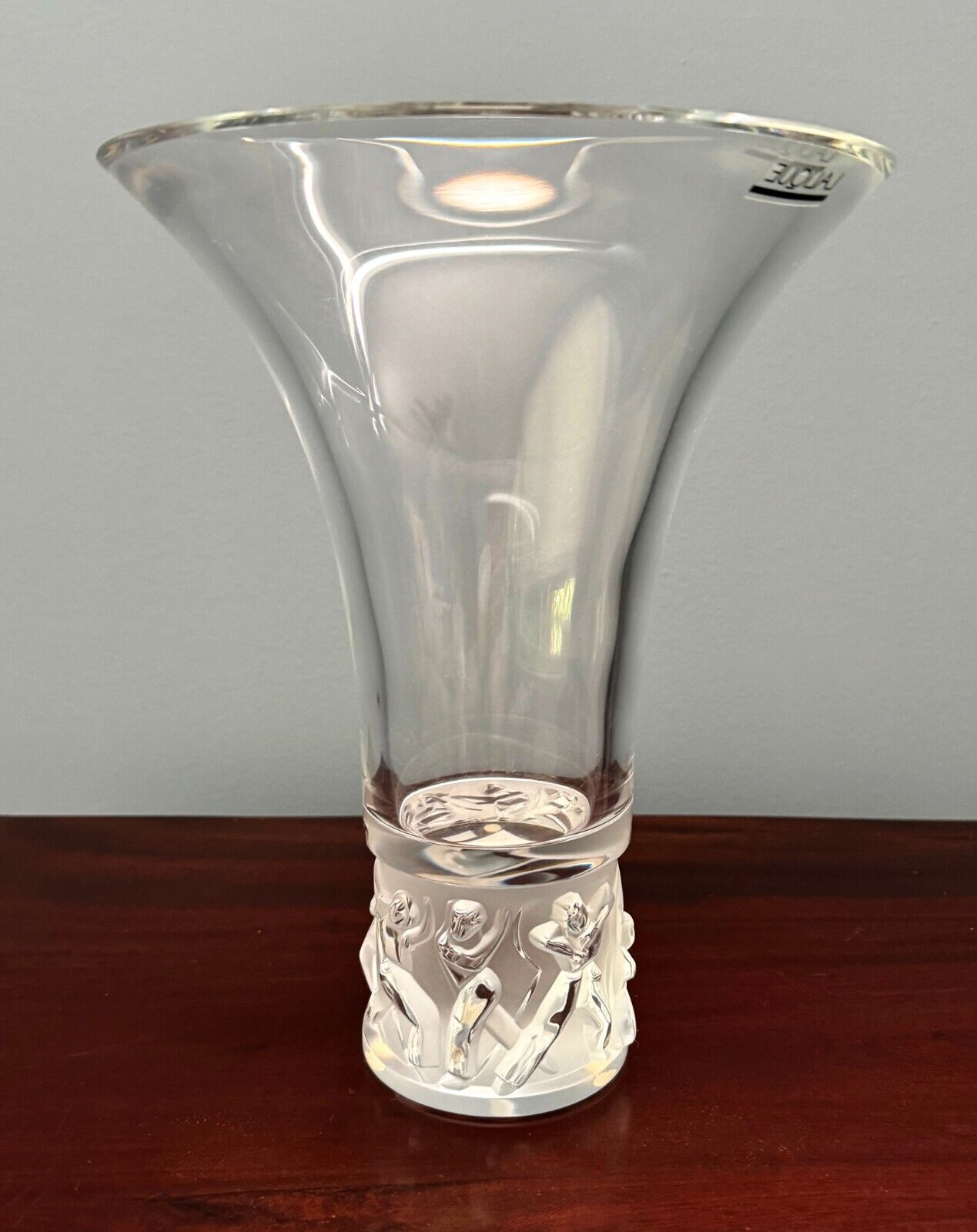 Vintage French Lalique Crystal Jazzy Vase w Tulip-Shaped Rim (InS)