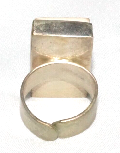 Vintage Silver Plated Abstract Sunflower Petal Tile Ring Adjustable Size (LoC)L2