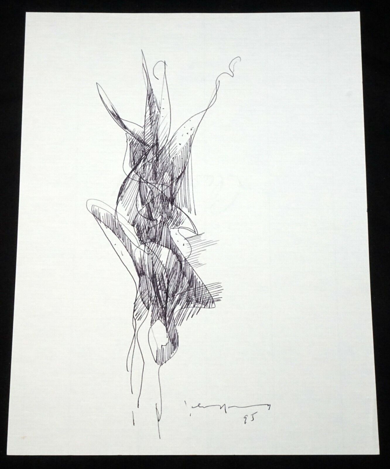 '94 Chinese Hawaii Abstract Drawing Flower by John Chin Young (1909-1997)(SaJ)23