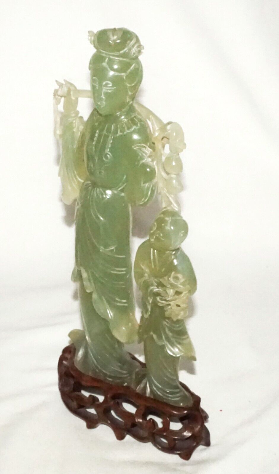 Vintage Chinese Soapstone Carved Robed Female & Male Figure Sculpture (WiR)