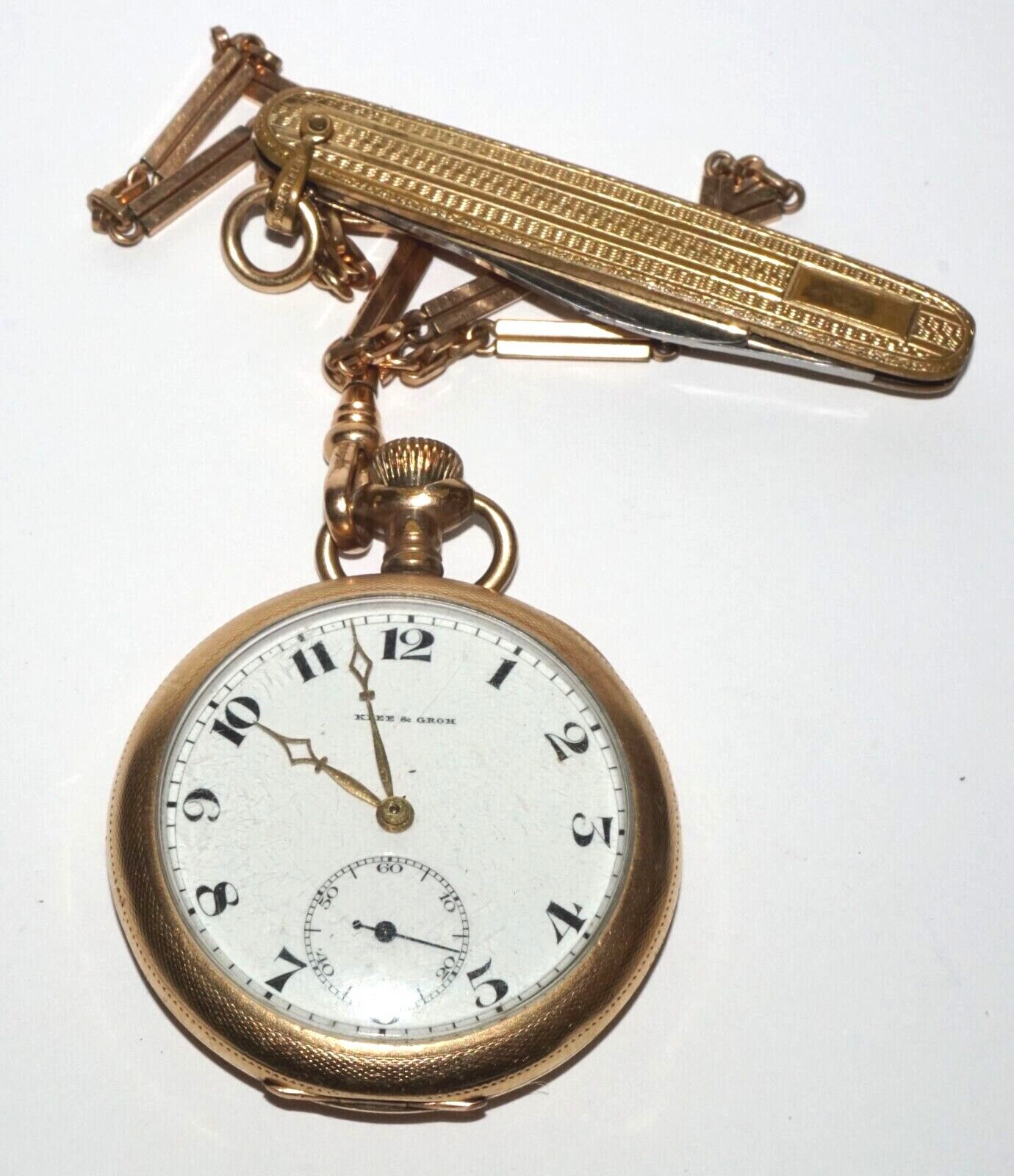 1912 Swiss Longines Pocket Watch Movement for Klee & Groh Rochester N.Y. (LeL)