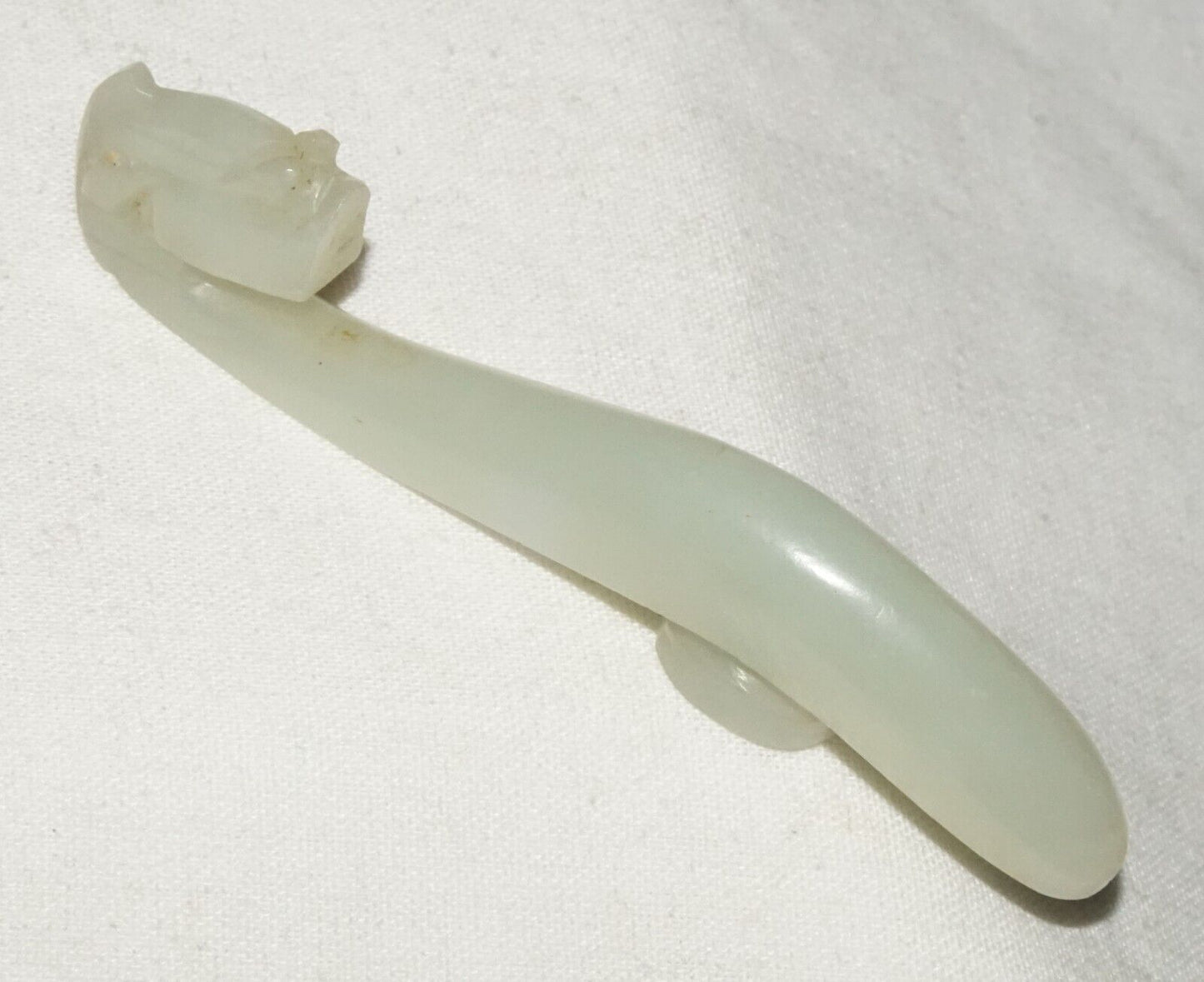 Antique Chinese Grey Green Nephrite Jade Dragon Belt Hook (UVi)#4