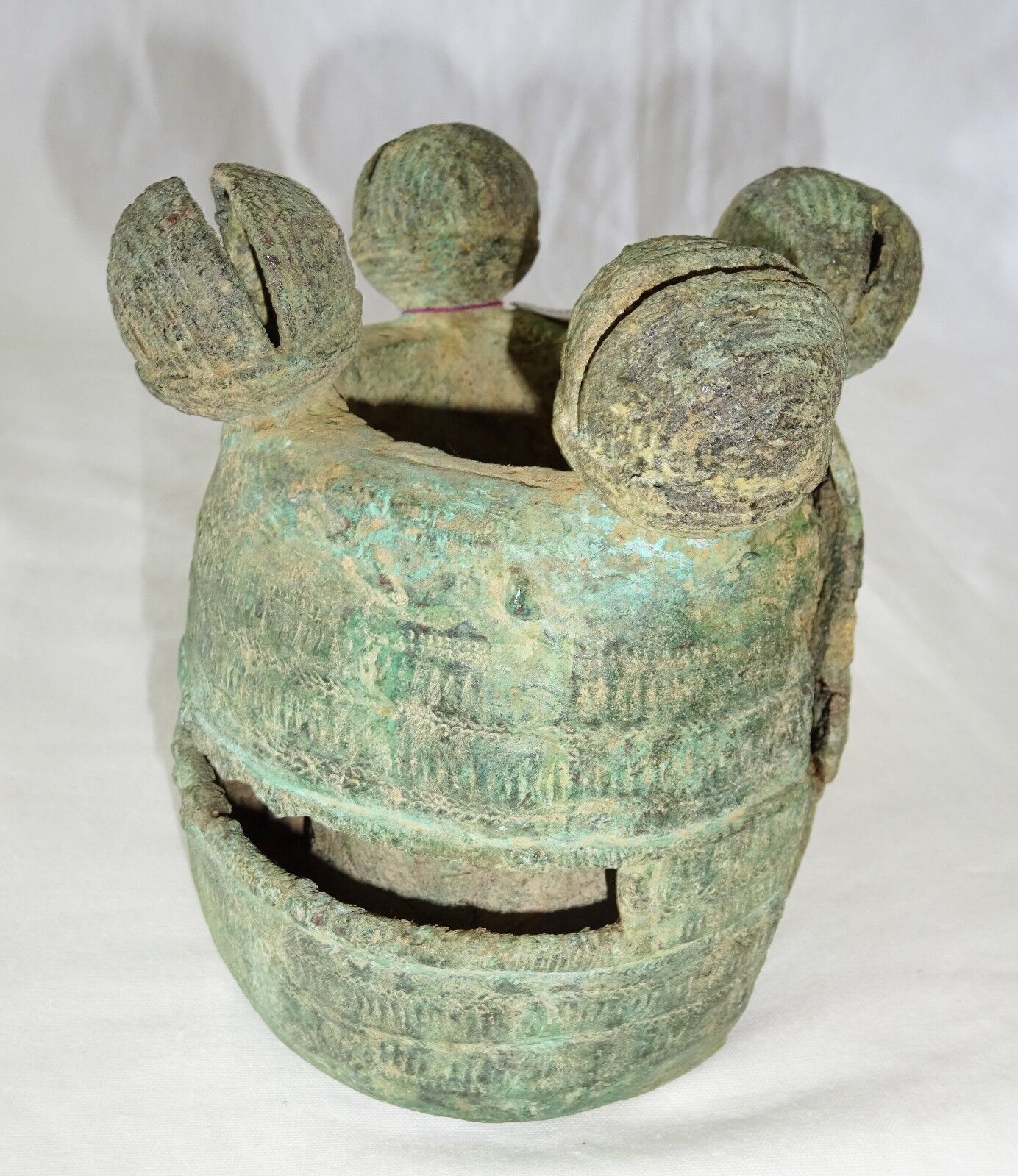 8-14C Cambodian S.E. Asian Khmer Excavated Large Bronze Bell Bracelet (Mil)